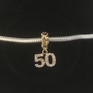 Pave 50 Charm for Pandora Bracelet